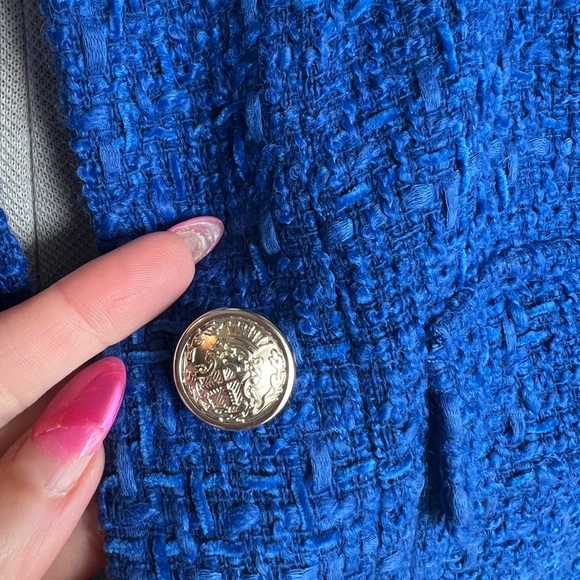 NWOT Rachel Zoe Royal Blue Tweed Cropped Blazer - Picture 11 of 14